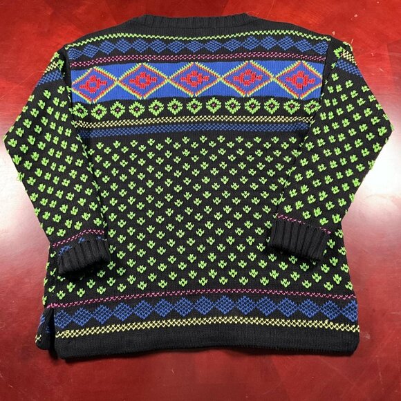 Womens Polo Ralph Lauren Multi-Color Neon Fair Isle Cotton Sweater (Small) - Picture 6 of 7